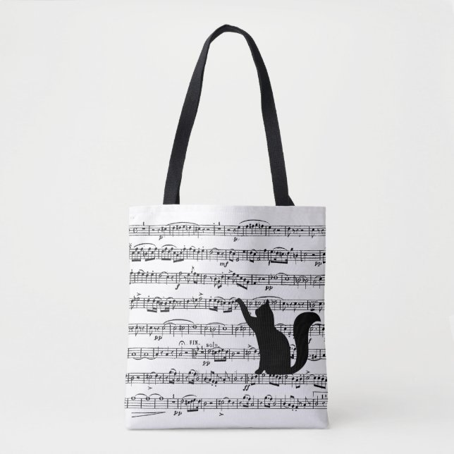 Bolso De Tela Black Cat On Sheet Music (Anverso)