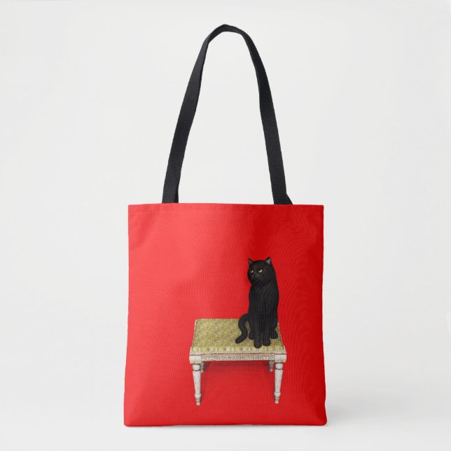 Bolso De Tela Black cat on the stool (Anverso)