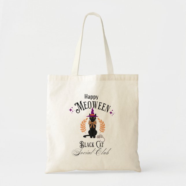 Bolso De Tela Black Cat Social Club Halloween Tote Bag (Frente)
