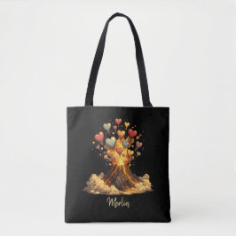 Bolso De Tela Black Custom Name Volcano Hearts Tote Bag