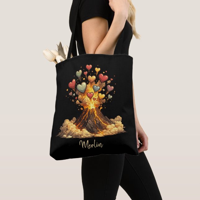 Bolso De Tela Black Custom Name Volcano Hearts Tote Bag (Detalle)