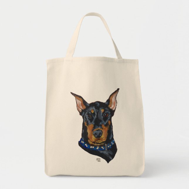 Bolso De Tela Black Doberman Pinscher (Frente)