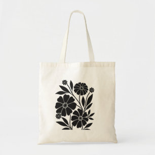 Bolso De Tela Black Flower Art Botanical MinimalistaDiseño Flora