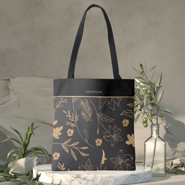 Bolso De Tela Black Gold Floral Elegant Trendy Stylish (Subido por el creador)