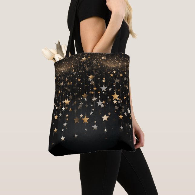 Bolso De Tela Black Gold Stars (Detalle)
