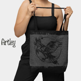 Bolso De Tela Black Gray Grunge Raven Tatuaje Gótico Arte