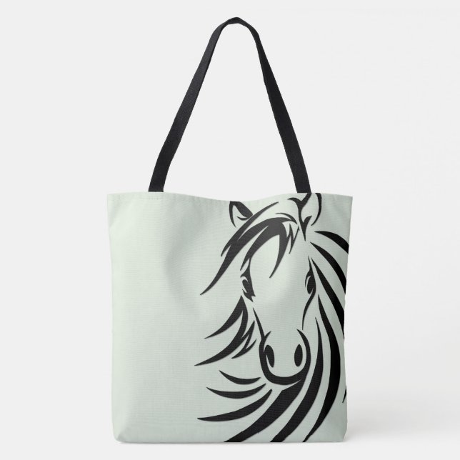 Bolso De Tela Black Horse Head Green (Reverso)