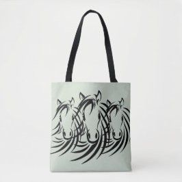 Bolso De Tela Black Horse Head Green
