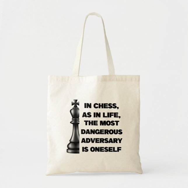 Bolso De Tela Black King Chess Pieza Wisdom Power Strategy (Frente)