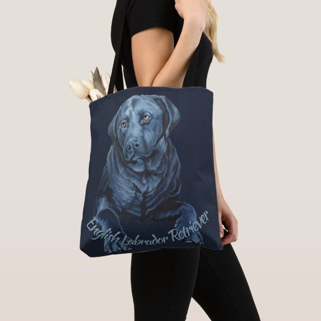 Bolso De Tela Black Lab Bags Blue Dog Art Tote Bags (Detalle)