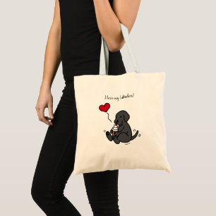 Bolso De Tela Black Lab Lamiendo Helado Corazón Rojo