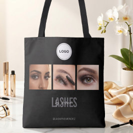 Bolso De Tela Black Lashes Studio Collage de Fotos Logo Elegante