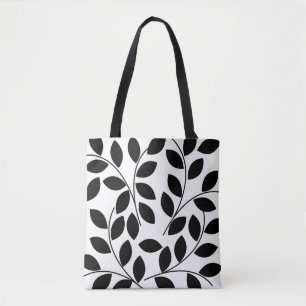 Bolso De Tela Black Leaves Tropical Modernas