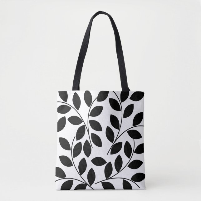 Bolso De Tela Black Leaves Tropical Modernas (Anverso)