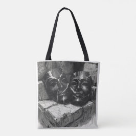 Bolso De Tela Black Marble Theatre Masks - Dark Aesthetic Tote B