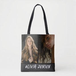 Bolso De Tela Black Modern Photo name tote bag