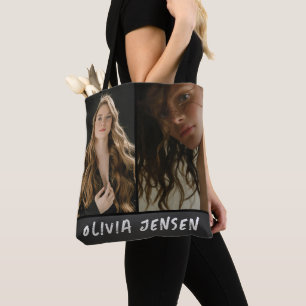 Bolso De Tela Black Modern Photo name tote bag