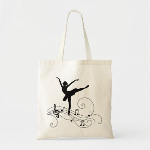 Bolso De Tela Black Music Notes y Ballerina