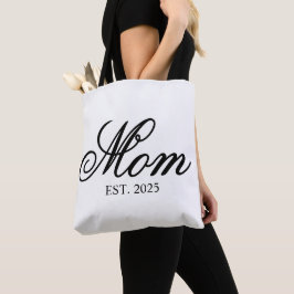 Bolso De Tela Black Ornate Script Established Mom