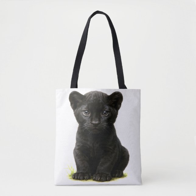 Bolso De Tela Black Panther Cub con ojos grandes (Anverso)