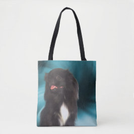 Bolso De Tela Black Pekingese Blue Swirls Dog Art