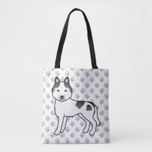 Bolso De Tela Black Piebald Siberian Husky Cartog Perro & Paws