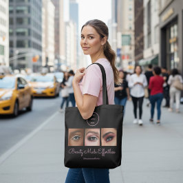 Bolso De Tela Black Pink Script Logo Photo Makeup Studio