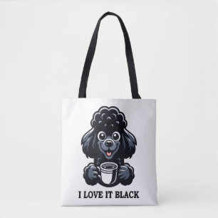 Bolso De Tela Black Poodle ama el café negro