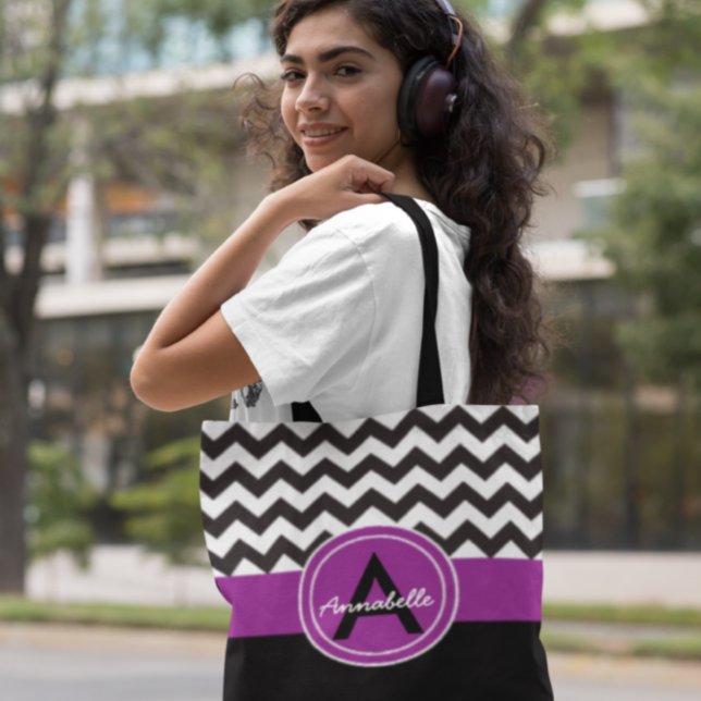 Bolso De Tela Black Purple Chevron (Subido por el creador)