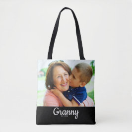Bolso De Tela Black Script Established Grandma 