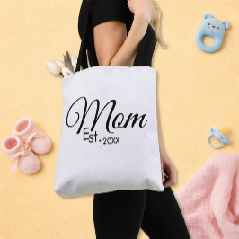 Bolso De Tela Black Script Mom Established New Mom Gift