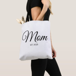 Bolso De Tela Black Script Mom Established New Mom Gift