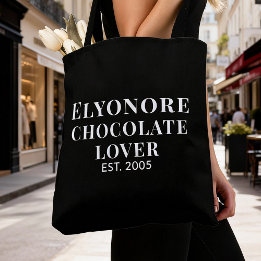 Bolso De Tela Black Script Name Established Chocolate Lover