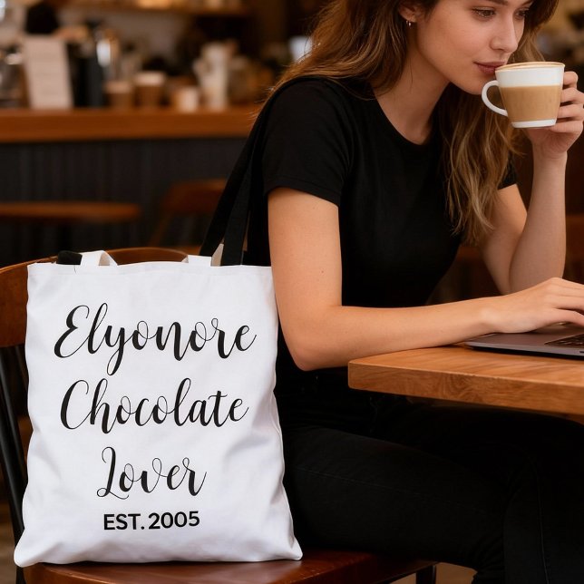 Bolso De Tela Black Script Name Established Chocolate Lover (Subido por el creador)