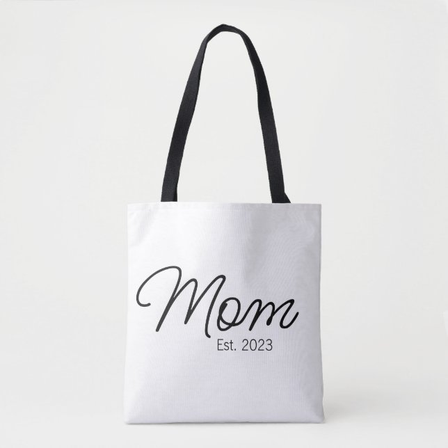 Bolso De Tela Black Script Typography Established Mom (Anverso)