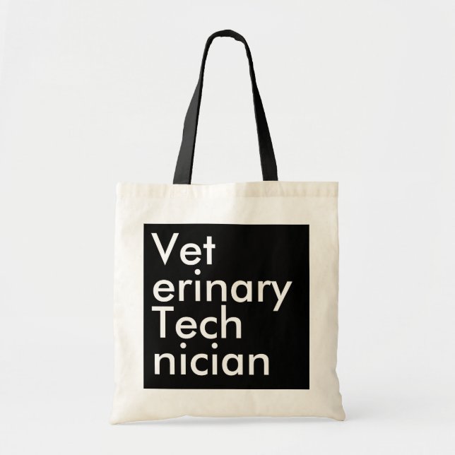 Bolso De Tela Black Square Veterinary Technician (Frente)