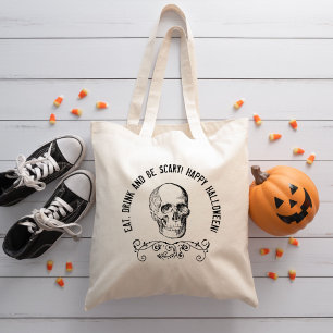 Bolso De Tela Black Vintage Skull Personalizado Halloween Party
