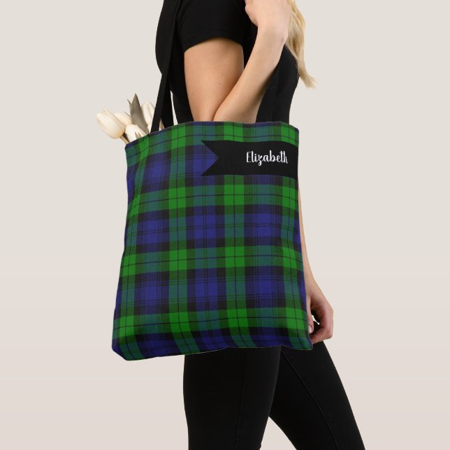 Bolso De Tela Black Watch Tartán trazar patrón escocés (Detalle)