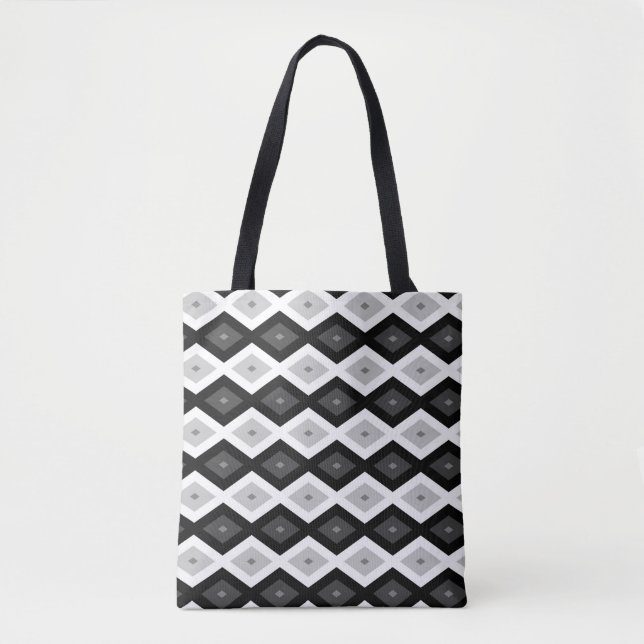 Bolso De Tela Black, white and grey diamond pattern (Anverso)