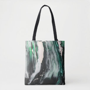 Bolso De Tela Black, white, and teal abstract painting