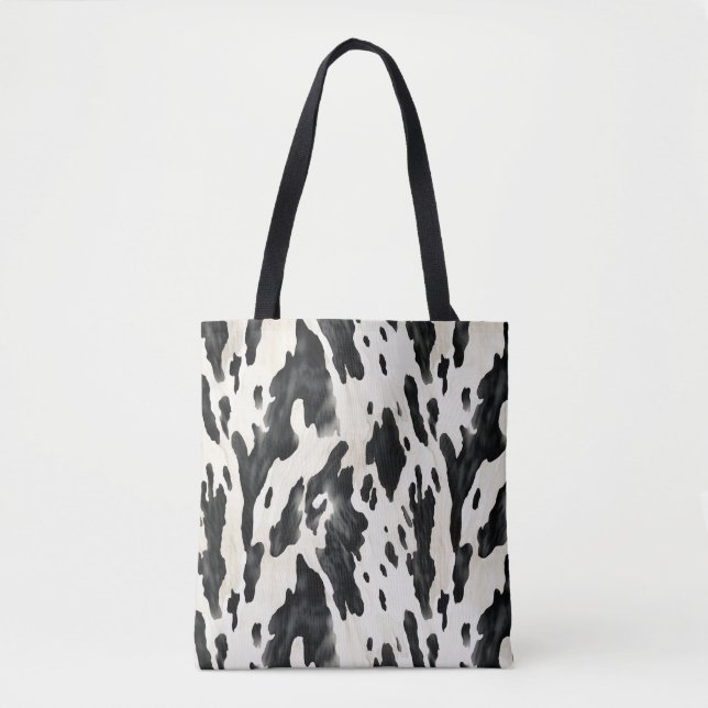 Bolso De Tela Black White Cow Print Animal Farm (Anverso)