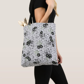 Bolso De Tela Black White Floral Wallpaper Dark Elegant Design
