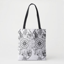 Bolso De Tela Black + White Zodiac Astrological Signs on a