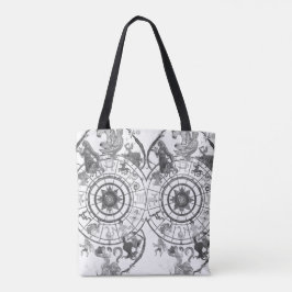 Bolso De Tela Black + White Zodiac Astrological Signs on a