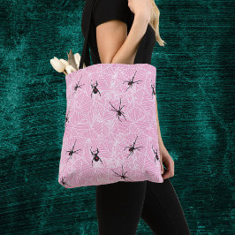Bolso De Tela Black Widow Spider Webs Pastel Pink Costume