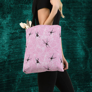 Bolso De Tela Black Widow Spider Webs Pastel Pink Costume