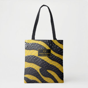 Bolso De Tela Black & Yellow Luxury Modern Animal skin