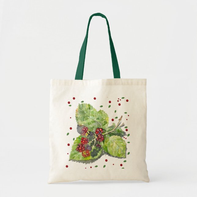 Bolso De Tela  BlackBerry verde y rojo  (Frente)