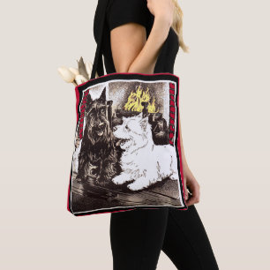 Bolso De Tela Blackie y Whitie junto al fuego
