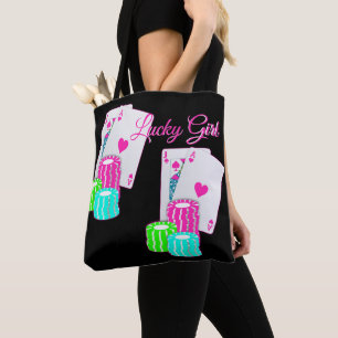 Bolso De Tela Blackjack Del Casino De Las Vegas Y Chica Afortuna